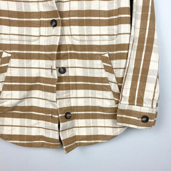 Everlane The Oversized Shirt Jacket Camel‎ Plaid Shacket 100% Cotton Size Small - Picture 3 of 12